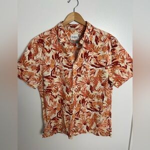 💥 Men’s Goodfellow Floral Short Sleeve Button Down Shirt Size Medium